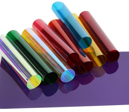 Decorative Window Film Self-Adhesive Residential DIY Solar Window Tint Optically Coloured Glass Decoration Vinyl Sticker for Home, 9 Sheets, 6.7inches x 11.8inches