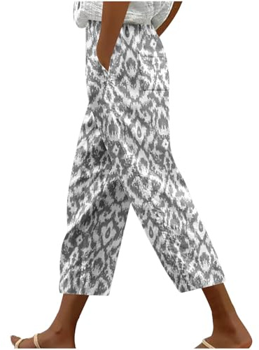 Soldes Pantalon de Sport Femme Été Pantalons Large 3/4 Elastique Léger Respirant Pantalon Court Femmes Chic et Elegant d'été Pantacourt DéContractéEs de Jogging Fluide Taille Haute de Survêtement