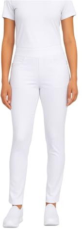 MEDIFASHION 24 Damen Pflegehose Weiß Elastische Medizin Berufshose mit Taschen Bequeme Arbeitshose für Pflegekräfte & Ärztinnen Viskose-Stretch (DE/NL/SE/PL, Numerisch, 36, 38, Regular, Regular, weiß)
