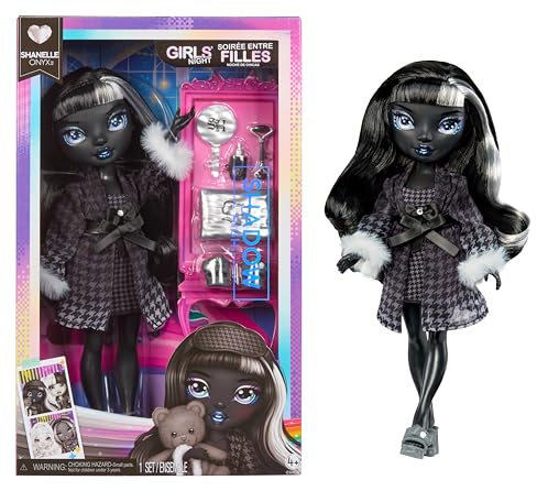 RAINBOW HIGH Shadow High Girl'S Night - Shanelle Onyx - Muñeca de Moda en Escala de Grises de 28 cm, Pelo y Outfit Negros con Accesorios y Peine - para Coleccionistas y Niños 6+ Años