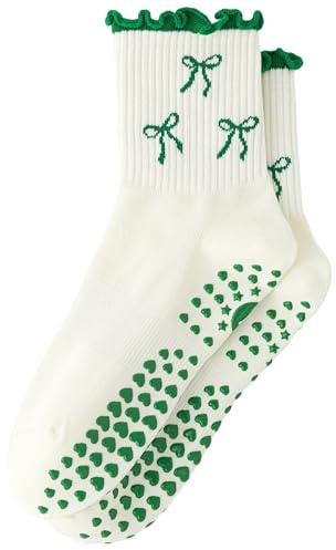 Yawlsow Pilates Stoppersocken für Damen Rutschfeste Yoga Grip Socken | mit Noppen niedlich und bequem für Reformer Ballett Barre Tanz Trampolin Krankenhaus Fitness Zuhause Atmungsaktiv