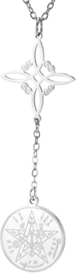 Dreamtimes Collana con nodo della strega e pentagramma Tetragrammaton Collana con ciondolo amuleto a doppia protezione con simboli spirituali per donne
