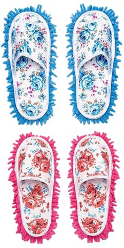 MUCKLILY 2 Zapatillas Mopa Microfibra para Limpieza de Reutilizables Diseño Transpirable y Silencioso con Desmontable Lavable para y Oficina