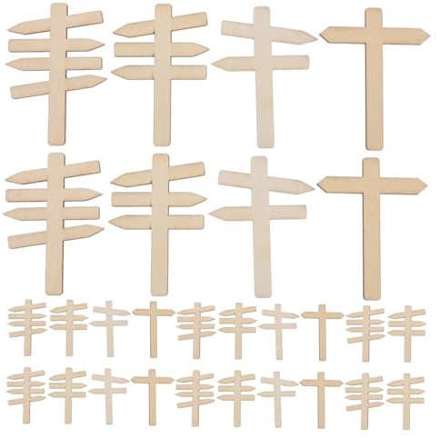 VANZACK 50 Pièces Mini Panneaux de Signalisation Bois Miniatures pour Maison de Poupée Panneaux de Circulation à Peindre Décorations Créatives DIY pour Jardin Féerique et Paysage Micro