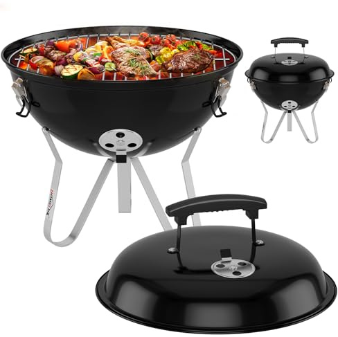 HOMELUX träkolgrill, Ø 34 cm kulgrill med lock