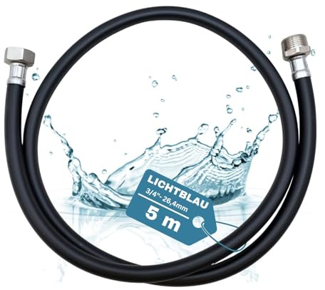 LICHTBLAU Warmwasser Aquastop Verlängerung 5m 3/4 Zoll | Heißwasserfest bis 90°C für Waschmaschine und Geschirrspüler mit Metallgewinde