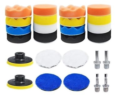 Esponja autoadhesiva for pulir Ruedas, Juego de Cera y sellador, Disco de Lana for pulir Ruedas, Varias especificaciones.(3 Inches 17 Pieces)