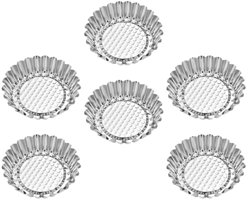 HOMSFOU Moldes para Tartaletas de Portátiles y Resistentes de Acero Inoxidable Set de 6 Forma de Color Aleatorio para Repostería Casera