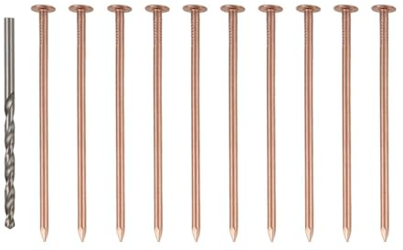 WheatThrive Chiodi in rame, rimozione ceppi d'albero, punte da 8,9 cm per uccidere le radici, hardware in rame puro, kit da 10 pezzi con punta da trapano