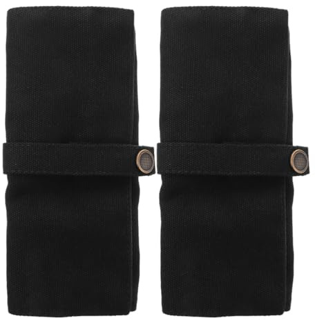 PAMINGONO 2 Piezas Bolsa Organizadora de Relojes de Lona Negra, Enrollable