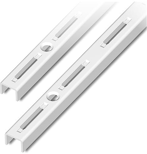 Element System 813128 Wandschiene 1-reihig, 2 Stück, 4 Abmessungen, 3 farben, Länge 150 cm für Regalsystem, Regalträger, Wandregal, weiß, 10000-00028