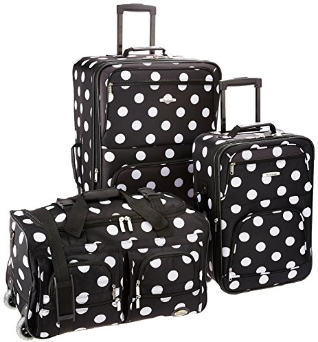Rockland Set di valigie da 3 pezzi, trasparente, set di valigie da 3 pezzi, Blackdot, Taglia unica, Melbourne Hardside - Trolley espandibile con ruote girevoli