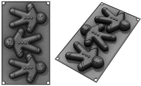 Patisse 19209 3 Moules à Pain d'Epice Forme de Bonhomme Platine Noir Petit