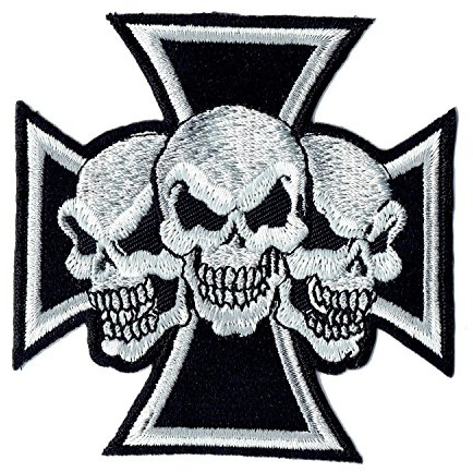 FahnenMax Aufnäher Patch Eisernes Kreuz Totenkopf 8 x 8 cm