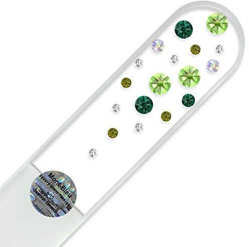 Mont Bleu Groß-Glasnagelfeile von Hand dekoriert mit Swarovski Elements, geliefert in einer Hülle aus schwarzem Samt - Echtem gehärteten Glas aus Tschechien