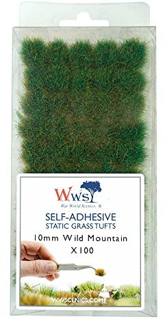 War World Scenics 10mm Selbstklebende Statische Grasbüschel x 100 - Wilde Berg