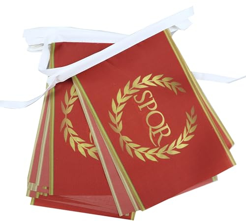 AZ FLAG - Krans romerska imperiets flagga - 6 meter med 20 romarvimplar - Julius Caesar på 21 x 14 cm - små flaggor av 100% polyester - 60 g