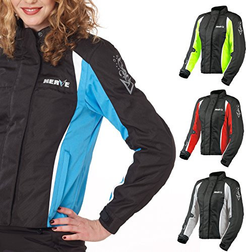 Nerve Shop Motorradjacke -Unique- Motorrad Damen Wasserdicht Jacke mit Protektoren Sommer Winter Textil Frauen - schwarz-blau - 44