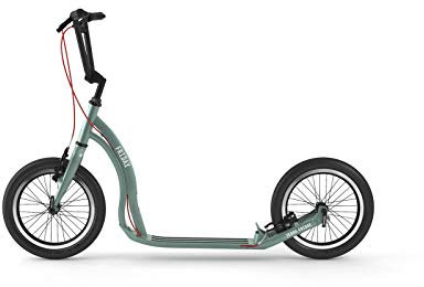 Yedoo Friday Tretroller - bis 150 kg, mit Luftreifen 16/16 - Kickscooter für Erwachsene mit verstellbaren Lenker, Cityroller aus Aluminiumlegierung, Gewicht 7 kg (silvergreen)