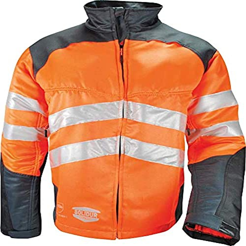 Solidur HVVEOR - Hi - Vis En Iso 20471 Klasse 2 - Kettensägenjacke - Klasse 1 Typ A - Außergewöhnlicher Komfort und Schutz - Größe 3XL - Orange