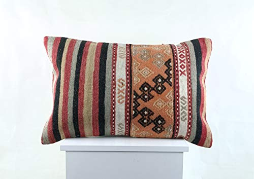 Kelim Kissen 40x60 cm Handgefertigt Kissenbezüge Türkisch Lendenkissen Dekorative Kissenhülle Dekokissen Zierkissen Sofakissen Teppiche Ethnische Kilim Kissenbezug code A1453