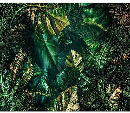 murando Fototapete selbstklebend Monstera 343x256cm Foto Tapete Tapetenfolie Möbelfolie Wandverkleidung Wandtapete Motivtapeten Bildtapete Wohnzimmer 3d Effekt Modern Botanik Natur Abstrakt Pflanze