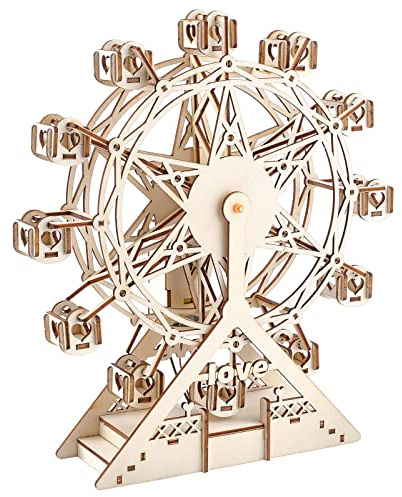 INFUNLY Holzpuzzle Riesenrad 3D DIY Modellbausätze Für Erwachsene Holzbastelsätze Lernpuzzle Baustammprojekt Für Geburtstagsgeschenk