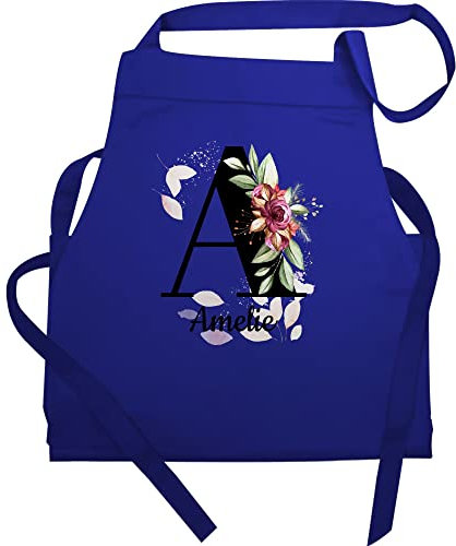 Schürze - und - Buchstabe anpassbar mit Name I Geschenk Initialen - 60x87 - Royalblau - kochschürze selbst gestalten buchstaben a küchenschürze schürze+personalisiert anfangsbuchstabe letter