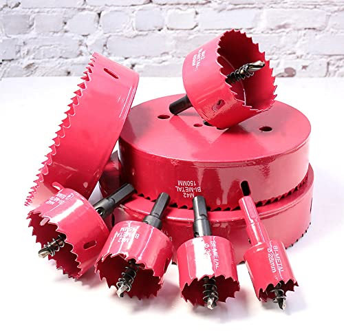 1pc 60-200mm Bi-Metall Holz Lochsägen Bohrer HSS Stahl M42 Lochsäge Holz Kit Opener für Plank Holz/Aluminium Eisenrohr,rot,100mm