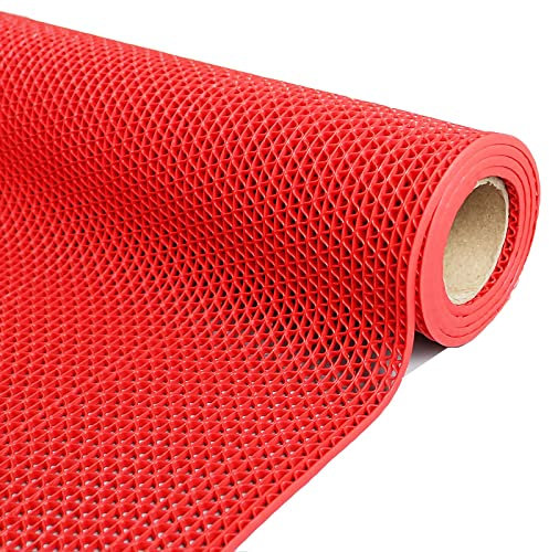 Alfombrilla de Drenaje Antideslizante Alfombrilla de Piso Impermeable Comercial, 0.2 Pulgadas/5mm de Grosor Área Húmeda Interior Exterior Alfombra en Forma de S, para Baño Garaje Piscina, Se Puede Cor