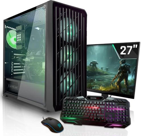 SYSTEMTREFF Gaming Komplett PC Set AMD Ryzen 7 7800X3D 8x5GHz | Nvidia RTX 5060 Ti 8GB | 1TB M.2 NVMe | 32GB DDR5 RAM | Windows 11 | 27 TFT Monitor | Desktop Paket Computer für Gamer, Gaming
