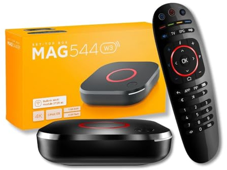 Raxxio MAG544w3 TV Set-Top Box - 4K HDR TV Streaming Device with Amlogic S905Y4 Chipset, 1GB DDR4 RAM, 4GB Flash Memory, Dolby Digital Plus, Linux 4.9, Dual-Band WiFi, USB 2.0, HDMI Cable and Remote
