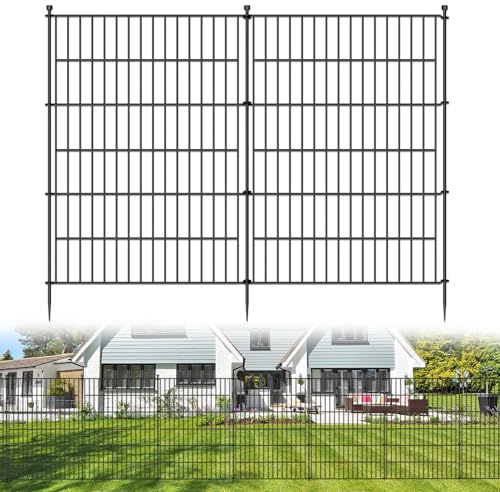 5 Panels No Dig Decorative Outdoor Garden Fence for Yard, 40 in(H) X 11.8 ft(L) Animal Barrier Fencing Rustproof Metal Wire Panel Border for Dog, Rabbits, and Patio Temporary Ground Stakes