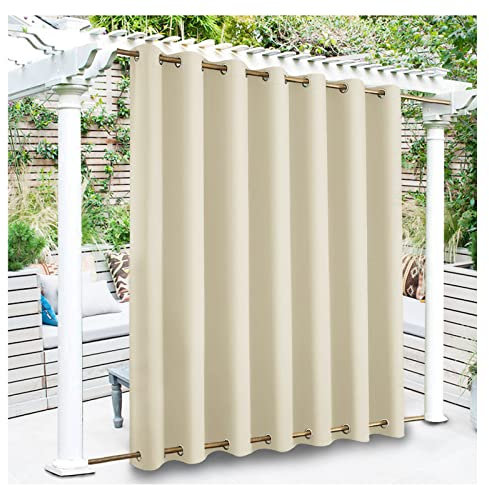 1 Paneele Außenvorhang, Outdoor-Vorhäng Wasserdichte, Verdunkelungsvorhänge Garten Winddicht, wärmeisoliert, Ösen, Sichtschutzvorhang für Terrasse Pavillon, Pergola, Veranda, Hof Beige,500*200cm（W*H）