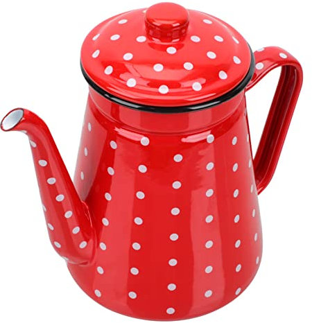 BESTonZON Enamel Coffee Pot for Household Use As Milk Pot Storage Container for Stove Top Tea Brewing