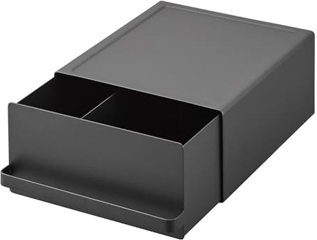 YAMAZAKI Tower Schublade für die Küchenzeile, schwarz | Stahl, Zusätzlicher Stauraum für Arbeitsplatte, mit verstellbarer Trennwand, 27,5 x 22,2 x 11,5 cm, Japanisches Design