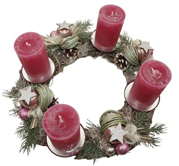 Adventskranz D30cm Farbe pink rosa Silber durchgewachst | Weihnachten, Advent