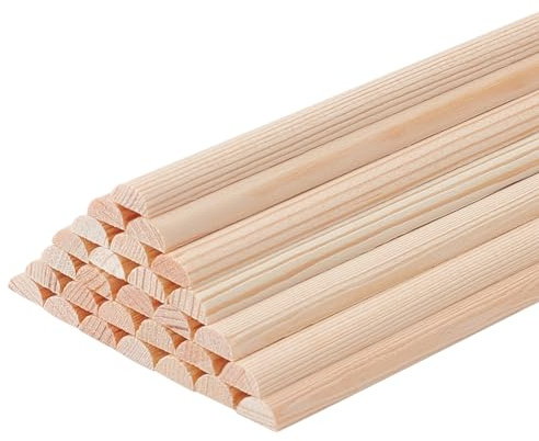 OLYCRAFT 30 Stück 151mm Holzdübelstangen Halbrunde Dübelstangen Unlackierte Holz Bastelstäbe Bogen Holzdübelstangen Halbrunde Bastelstäbe Zum Flechten von Tapisserie DIY Bastelarbeiten