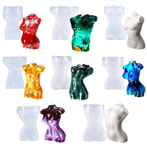 Attuslla 8 PCS Moule Silicone pour Bougies, Moules en Résine en Forme de Corps Humain 3D pour Homme et Femme Moule à Bougie DIY pour La Fabrication de La Bougie