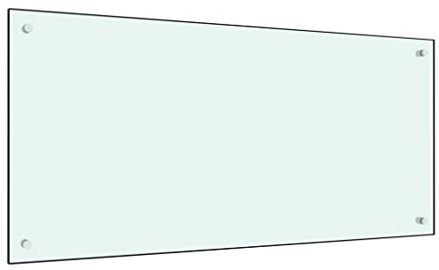 AUVYI - Pare-brise de cuisine en verre trempé - Dimensions : 100 x 50 cm - Blanc - Protection contre les éclaboussures pour cuisinière, verre de cuisine, pare-éclaboussures derrière la plaque de