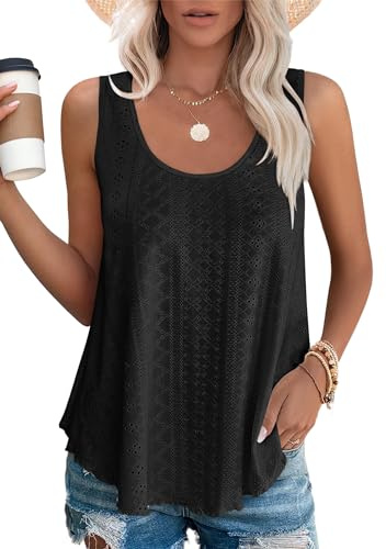DUOEASE Débardeur Femme Chic et élégant col Rond 2024 Ete Hauts sans Manche(Noir,XXL)