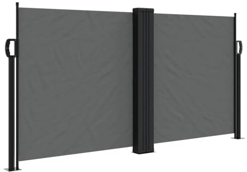 vidaXL Toldo Lateral Retráctil, Pantalla de Privacidad, Mosquitera Impermeable, Sombrilla para Jardín Balcón Patio Terraza, Gris Antracita 120x1000 cm