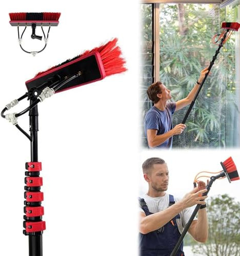 Window Cleaning Pole Hose/Water Fed Pole Cleaning Brush Equipment Window Cleaning Brush Equipment Solar Panels and Cleaning Photovoltaic conservatory roof cleaner (Size : 30FT/9m)