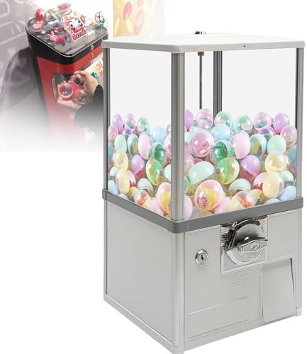 ZHIXUMM Verkaufsautomat, Kaugummiautomat FüR 1,26-Zoll-Kapseln, Kaugummis, SüßIgkeiten Oder NüSse, Freistehender Kaugummispender FüR Kinder,White