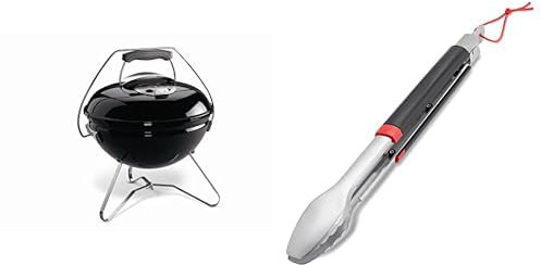 Weber Smokey Joe Premium Charcoal Grill Barbeque, 37cm | Portable BBQ Grill with Tuck-N-Carry Lid Cover & Plated Steel Legs | Folding Outdoor Cooker with Porcelain-Enamelled Bowl - Black (1121004)