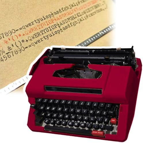 WhAeoy Manuelle Retro-Schreibmaschine, Vintage-Schreibmaschine, Tragbar Und Einfach Zu Bedienen/aufzubewahren, Rotes Gehäuse, Für Film- Und Fernseh-Requisiten, Schaufensterdekorationen,A