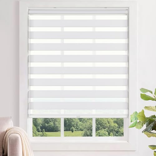 LazBlinds No Tools No Drill Cordless Zebra Blinds 20x48, White