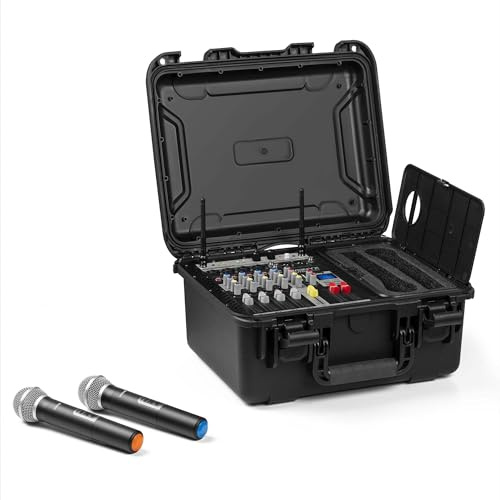Vonyx VMA106 - Mesa de mezclas de 6 canales con amplificador y Bluetooth | Amplificador clase D de 600W por canal, incluye 2 micrófonos inalámbricos UHF, carcasa ABS resistente, para directos