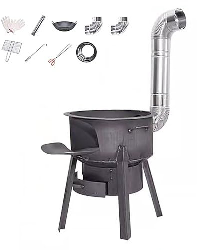 Camp Tent Stove,Wood Burning Stove, Outdoor Wood Stove Camping, Camping Stove Wood Portable with Chimney Pipe and Ring Load Capacity 200kg, Enlarged Opening for Cooking Camping Tent(58*58*61cm)