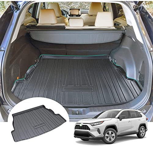 LXBSXY Maßgeschneidert Gummimatte Kofferraumwanne für Toyotα RAV4 2019-2022 2023,Anti Rutsch Matte Auto,Schutzmatte schwarz,Kofferraummatte Zubehör